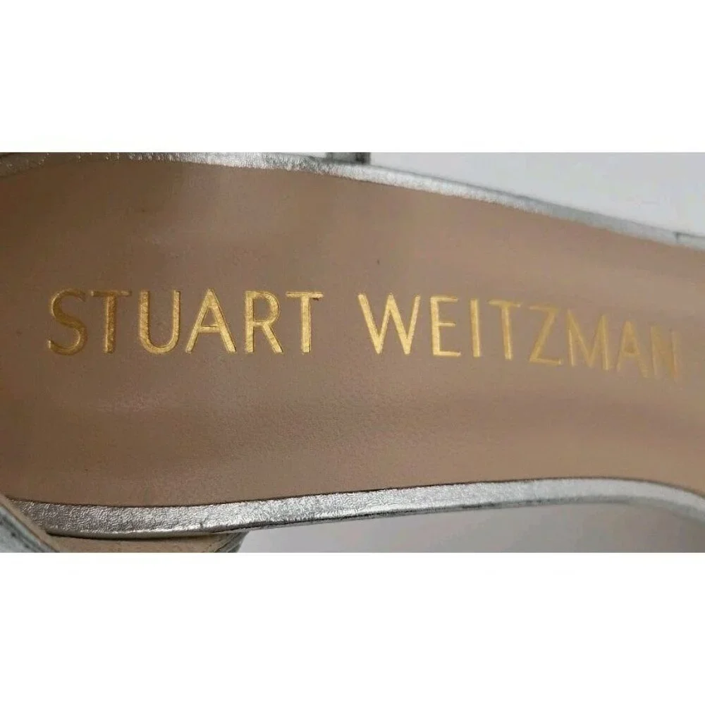 Stuart Weitzman Silver 9 Women Nudist Song‎ New With Some Scuffing 4 Inch Heel